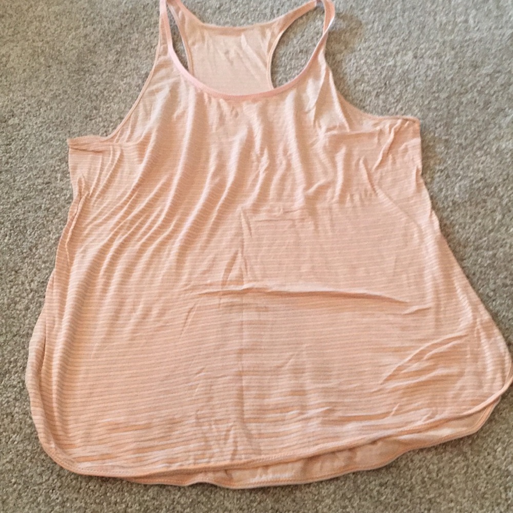 Lululemon pink stripe cotton tank sz 10